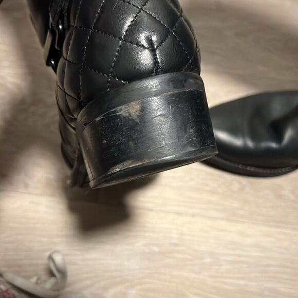 AQUATALIA Oralie Knee-High Stretch Leather Riding Boots Side Zip Quilted, Size 8 - Picture 10 of 15